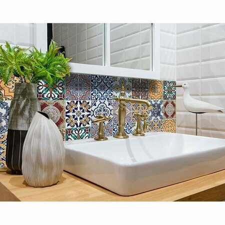 Homeroots 4 x 4 in. Addina Multi Blue Mosaic Peel & Stick Tiles 400380